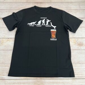 Men's Monday to Friday Drink Day Black 95% Polyester T-shirt Size S